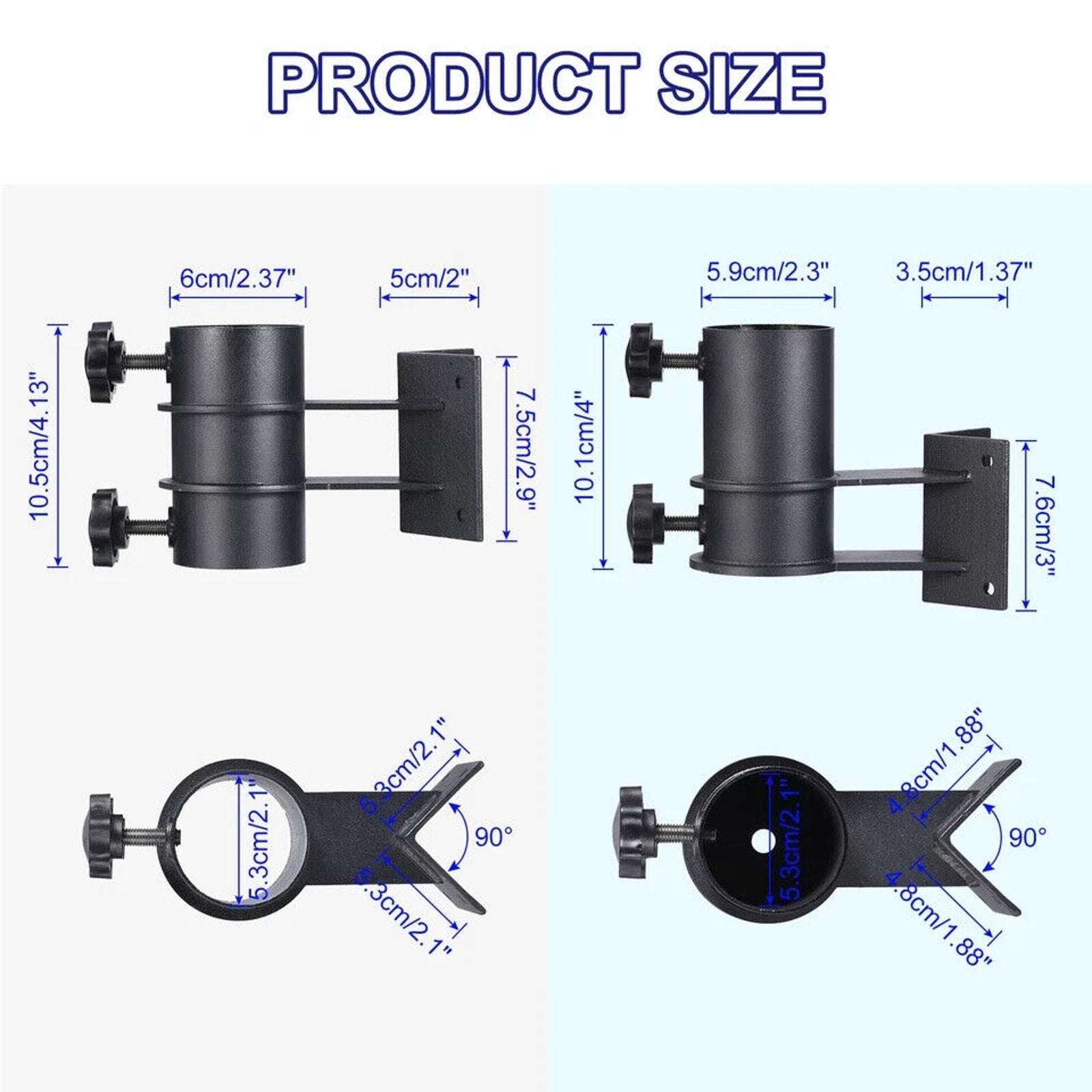2Pc Steel Patio Umbrella Holder Corner Deck Mount Outdoor Umbrella Clamp Bracket