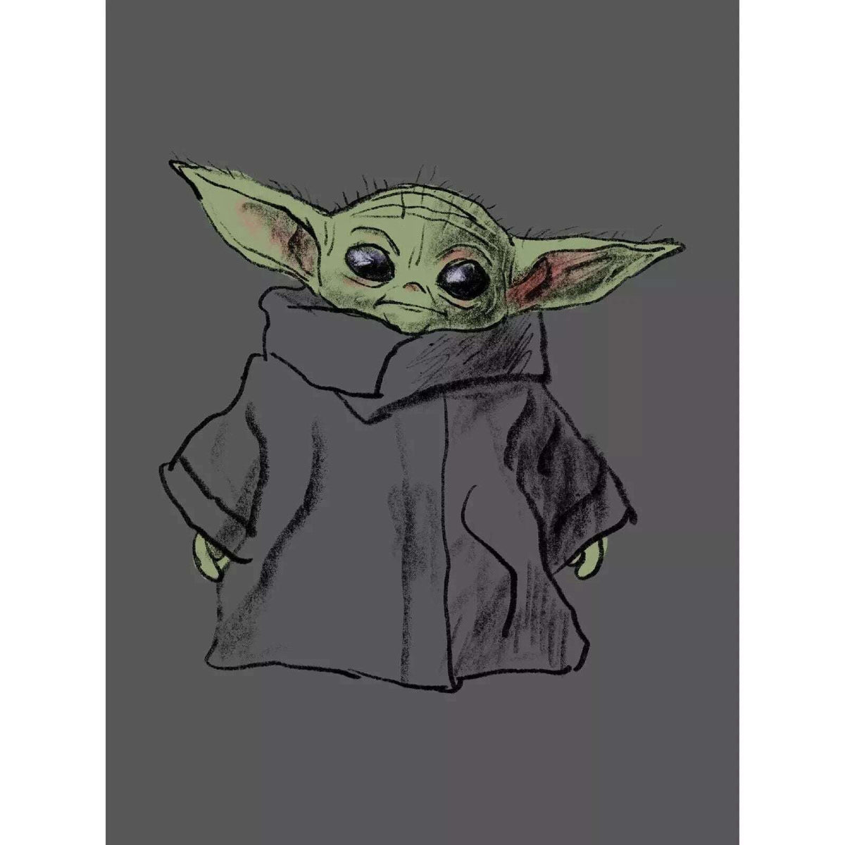 Star Wars The Mandalorian Baby Yoda Men's T-Shirt Mad Engine in Gray Size Large