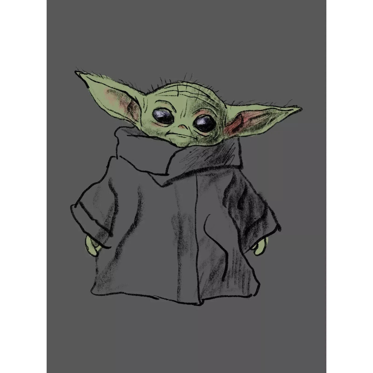 Star Wars The Mandalorian Baby Yoda Men's T-Shirt Mad Engine in Gray Size Large