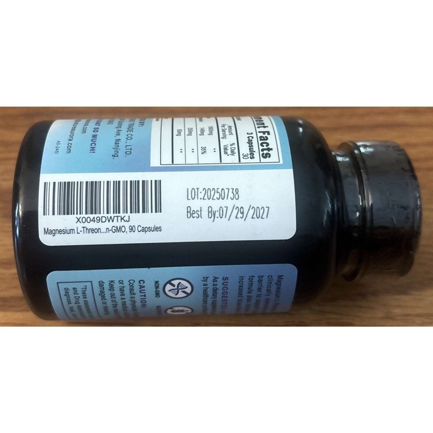 Magnesium L Threonate/Apigenin/L-theanine 90 Caps , Gluten Free, Non-GMO 07/2027