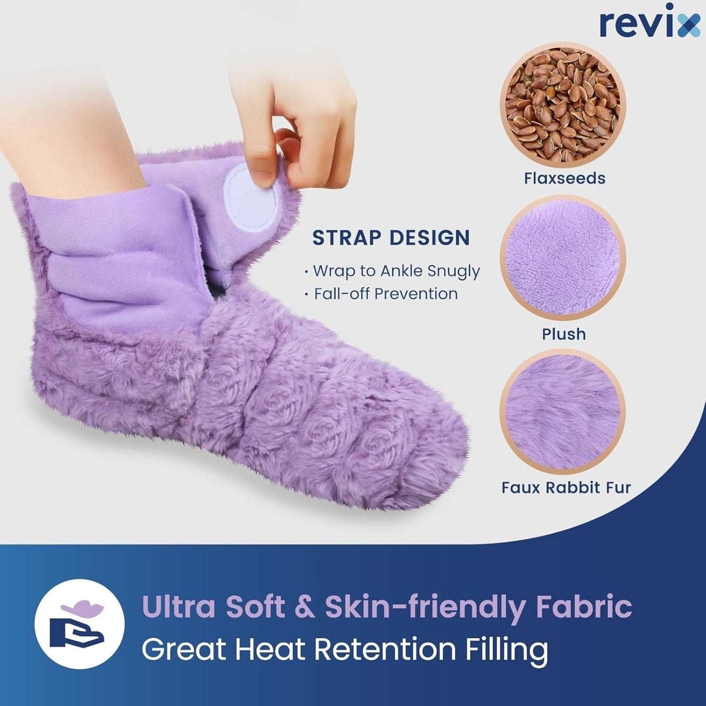 REVIX Microwavable & Freezable Booties Feet Ankle Warmers Hot/Cold Socks