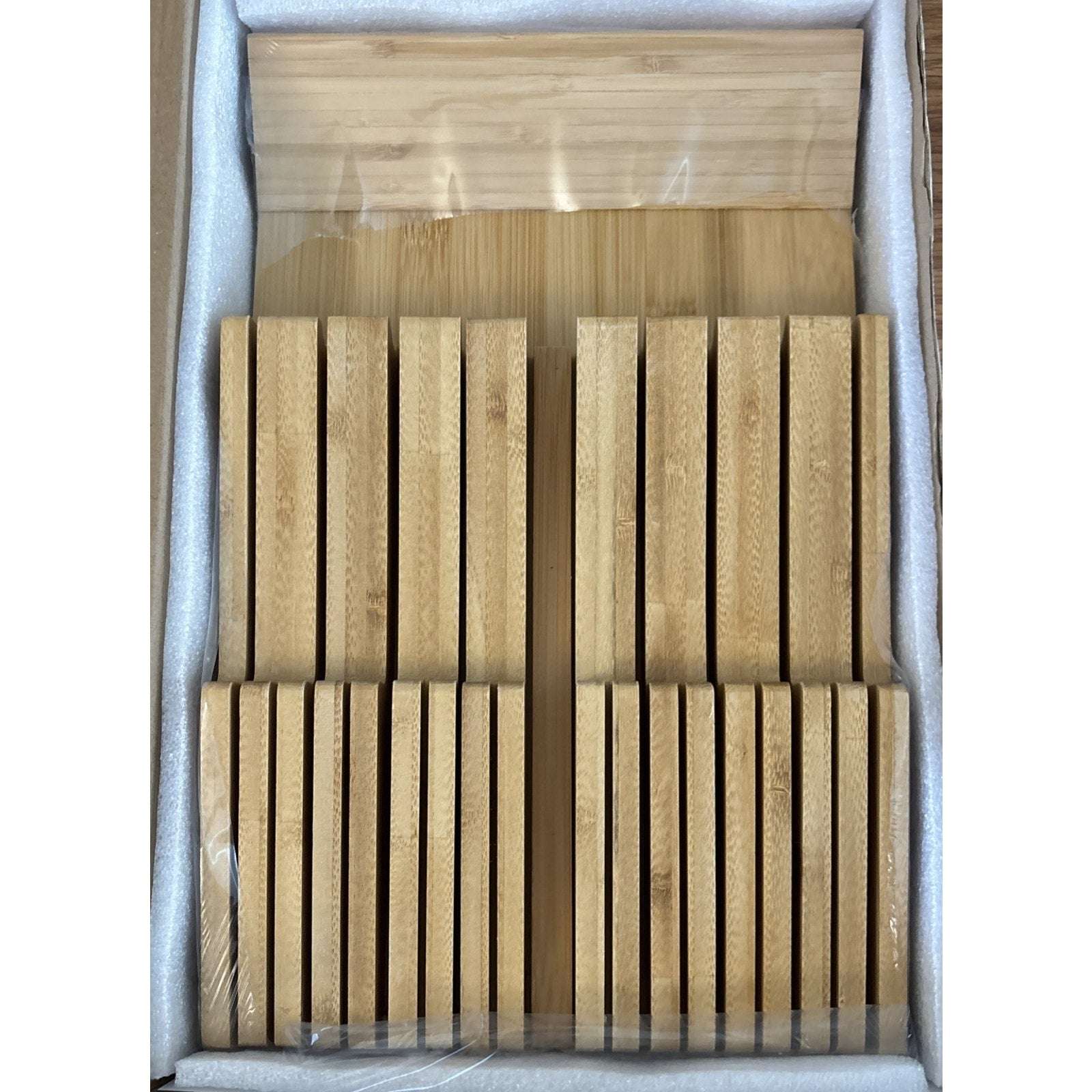 Bamboo In Drawer Knife Block for 16 Knives Large Tray Cutlery Organizer Washable