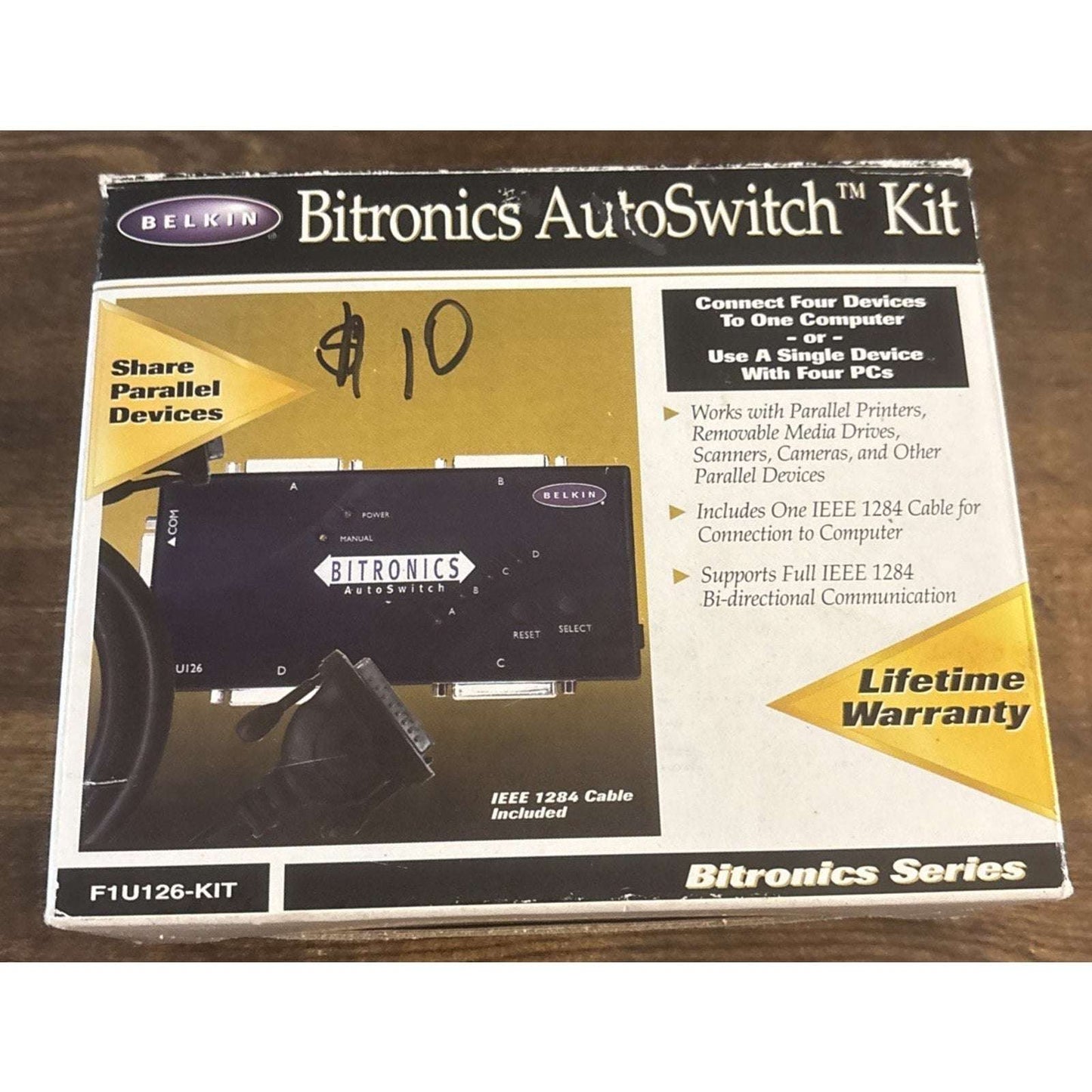 Belkin F1U126-KIT Bitronics Data AutoSwitch 4 Parallel Port IEEE 1284 Cable Incl