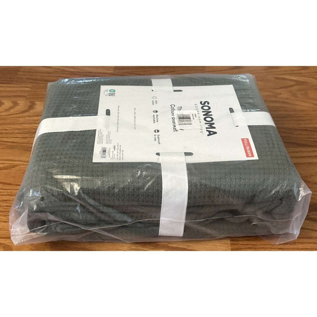 Sonoma Goods For Life The Everyday 100% Cotton Waffle Queen Blanket Olive Green