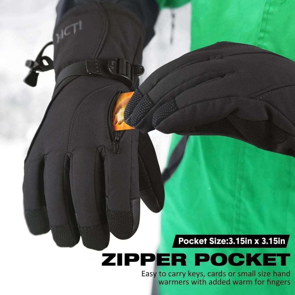MCTi Waterproof Mens Ski Gloves Winter Warm 3M Thinsulate Snowboard Large Black