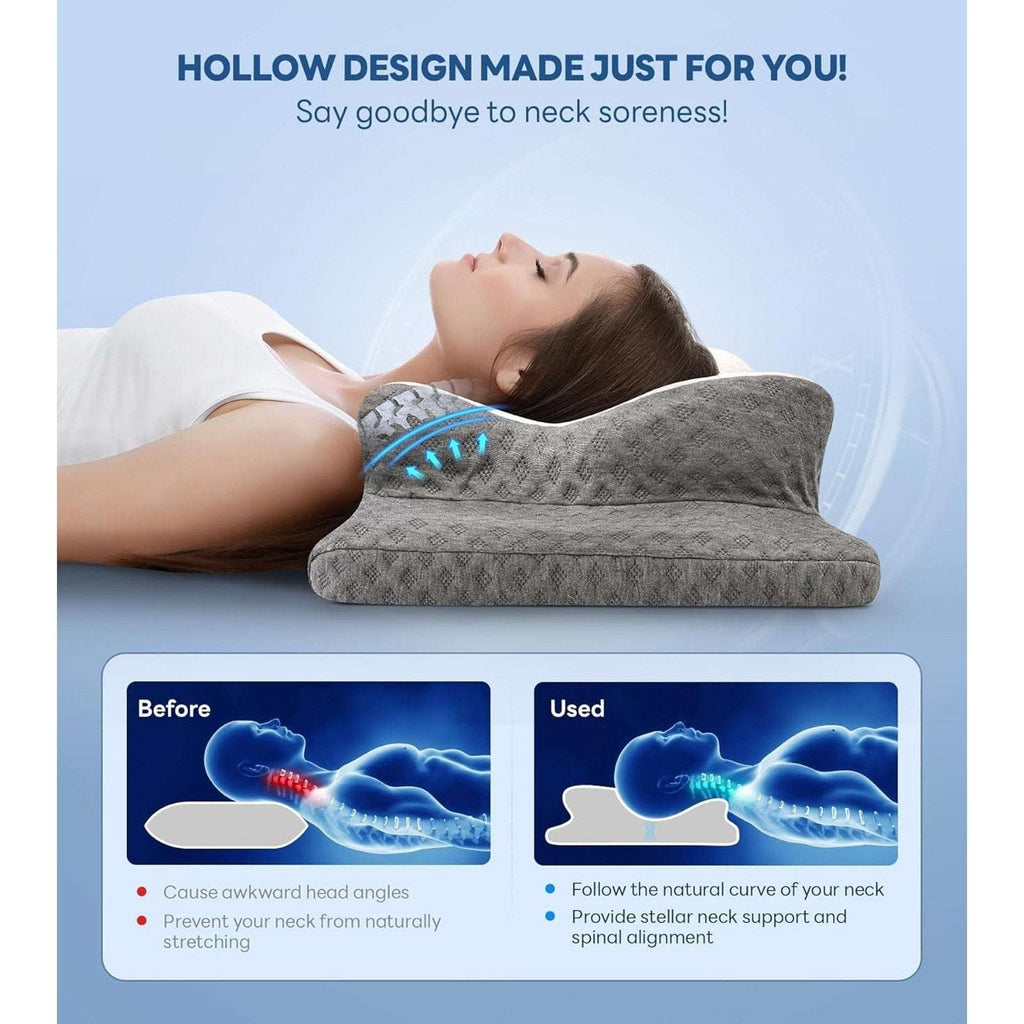 Cozyplayer Adjustable Cervical Memory Foam Pillow Ultra Pain Relief w/ Arm Rest