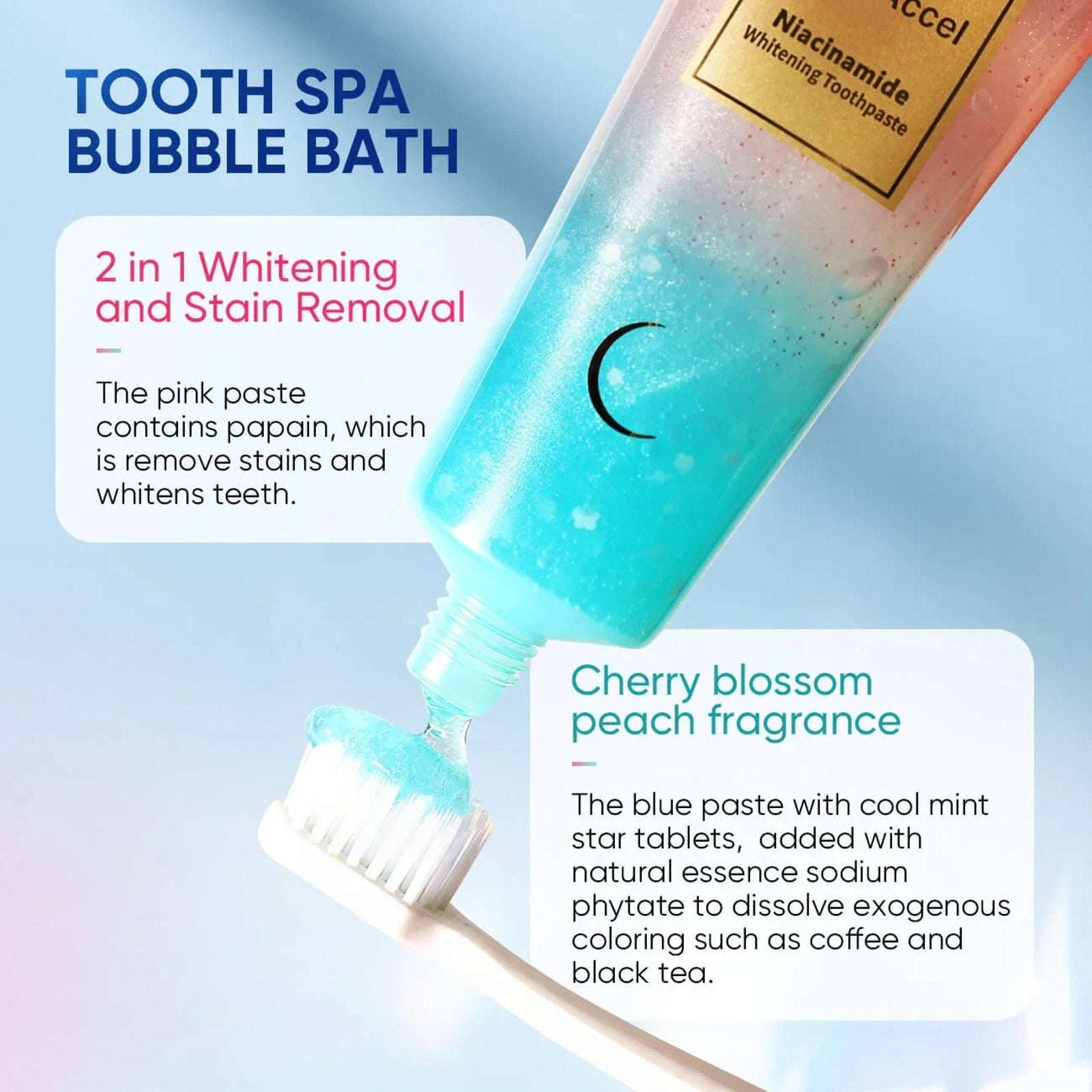 2 Tubes BodyAccel Niacinamide Fluoride-Free Whitening Toothpaste 3.5oz Exp 2028