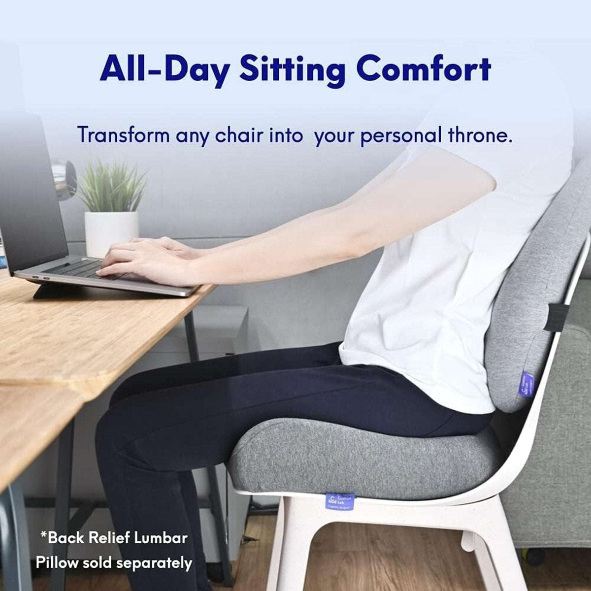Cushion Lab Pressure Relief Seat Cushion Memory Foam Contoured Long Sitting Hour