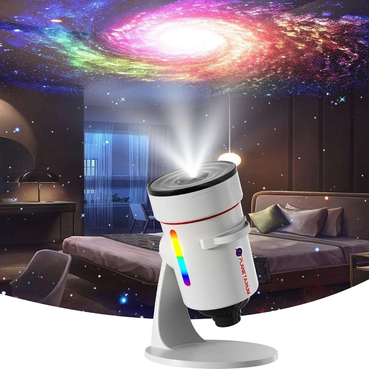 4K HD Galaxy Star Projector with 10 Slides, 360° Rotation, Timer & 8 LED Colors
