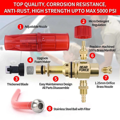 BEAR FORCE 360° Rotating Big Mouth Snow Foam Lance Generator 1/4” Quick Connect