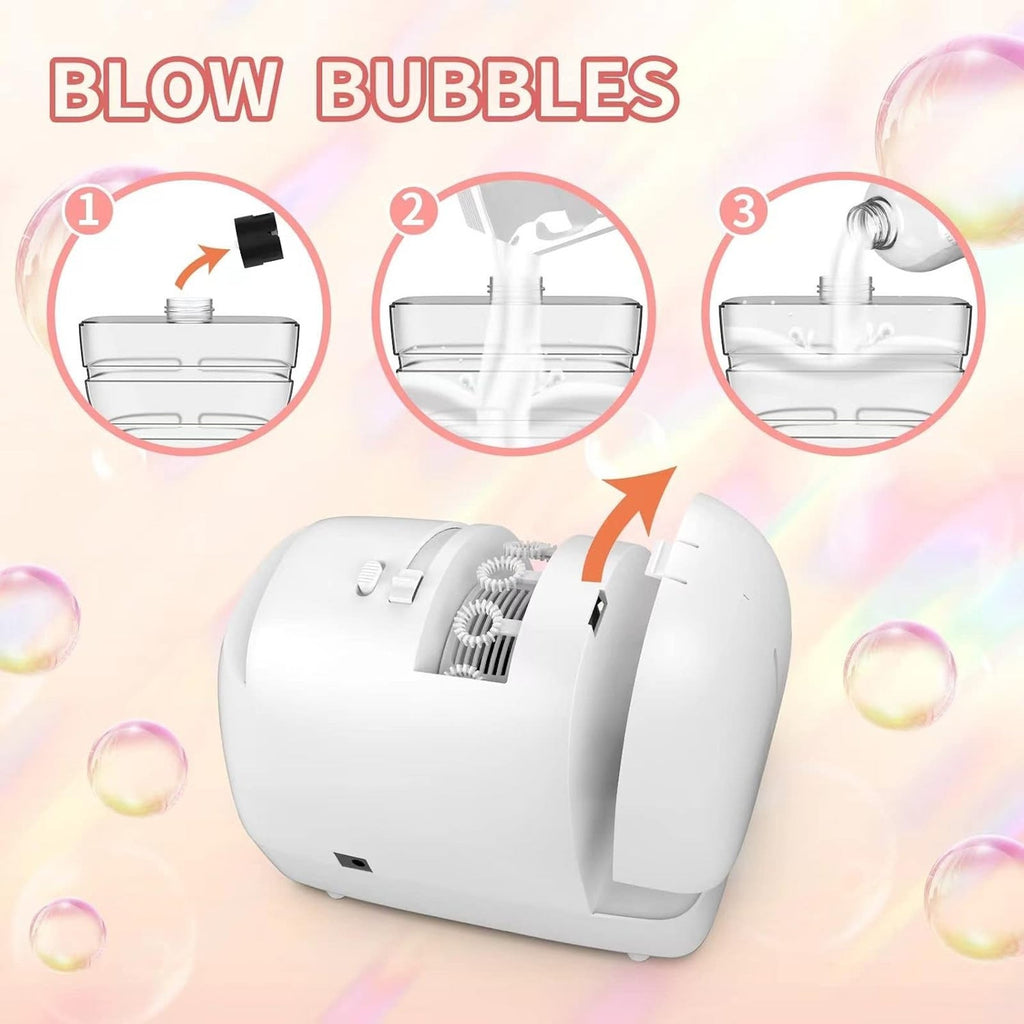 Automatic Bubble Machine Portable Maker 60+ Min Continuous Blaster Dual Power