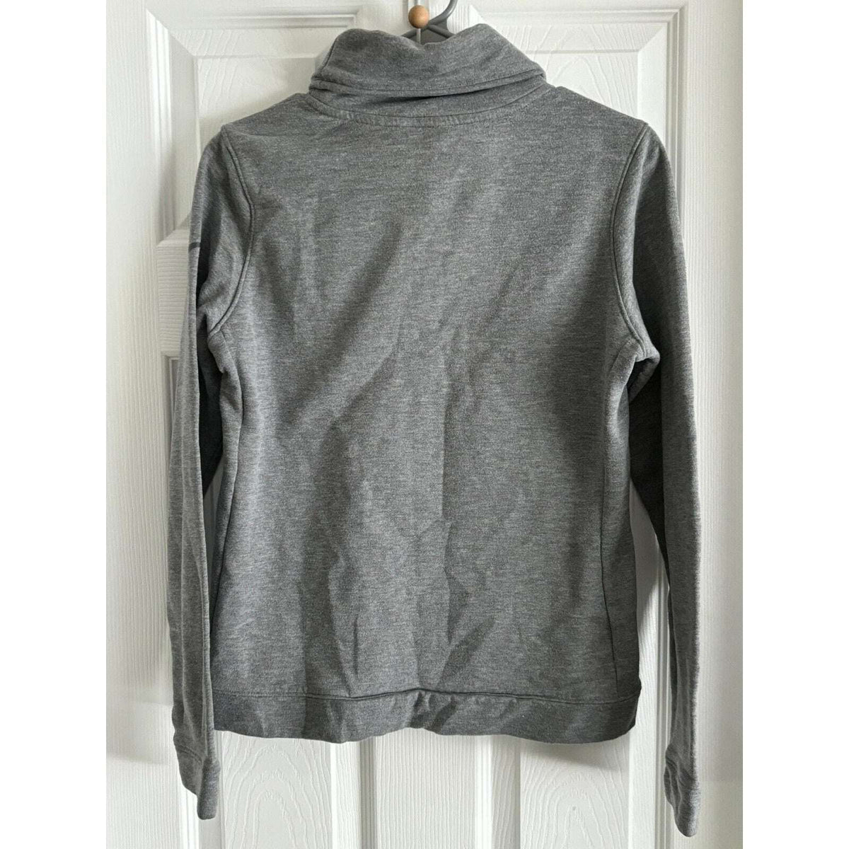 Nike Dri Fit Womens Turtleneck Long Sleeve Sweatshirt Spell Out Logo Gray Size S