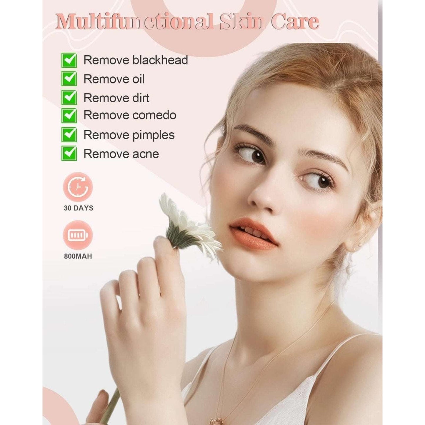 Blackhead Remover Pore Vacuum w/ LED Screen & 4 Probes Tighten, Lift & Exfoliate