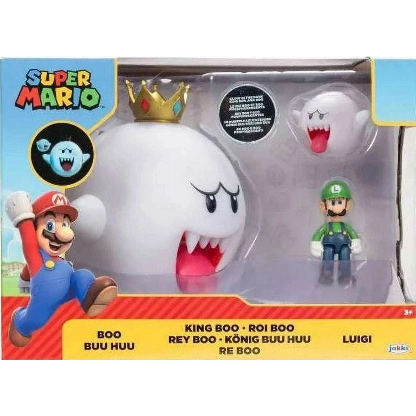 Super Mario Bros Boo, King Boo & Luigi Glow in Dark Set Jakks Pacific Nintendo