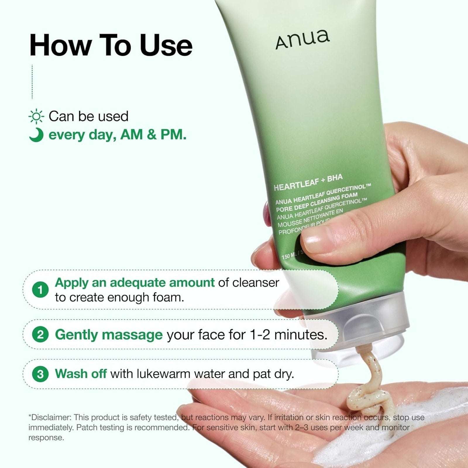3 x Anua Heartleaf BHA Deep Cleansing Foam Cleanser for Clogged Pores 150ml