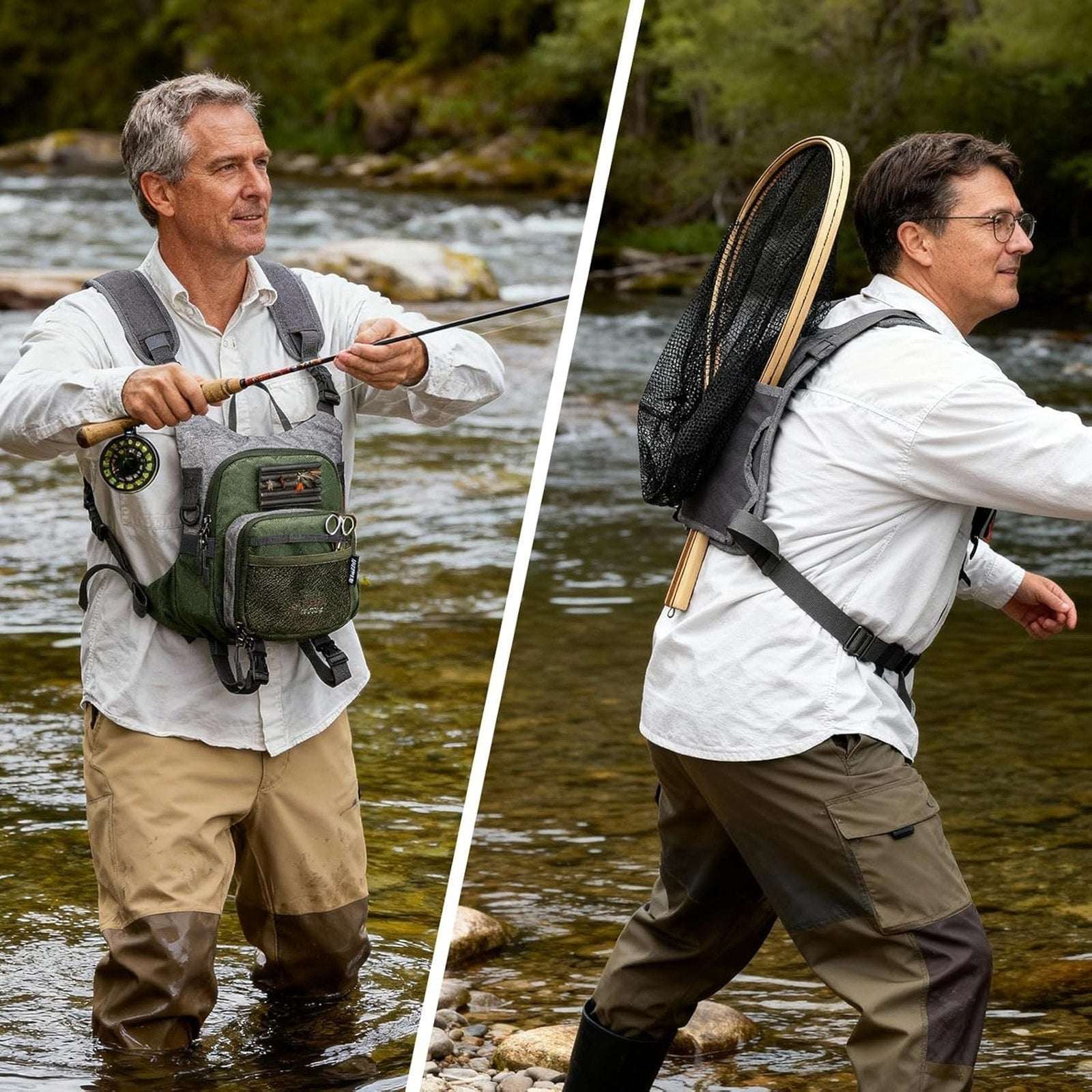 QulayQualy Fly Fishing Pack Chest Pack w/ Work Station Lightweight Tackle Bag