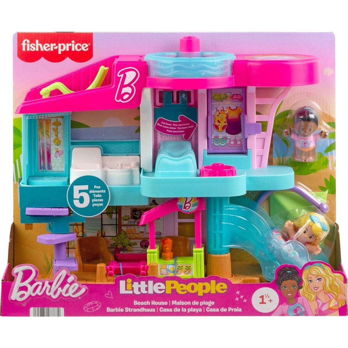 Fisher-Price Little People Barbie Beach House Playset Figures and Accessories