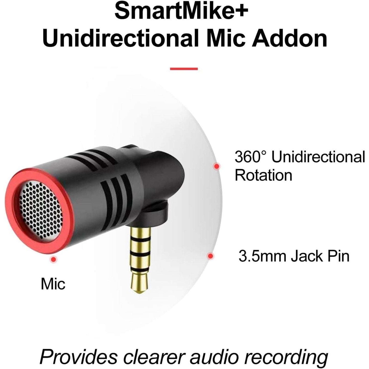 SabineTek Vlogmic+ SM-1 Unidirectional Plug-in Microphone for SmartMike+, Phones