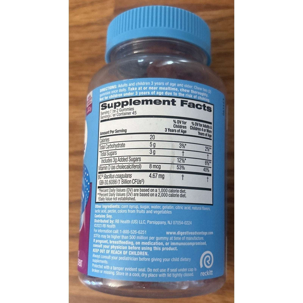 2 Pack Digestive Advantage Daily Probiotic Gummies 90ct & 80ct(170ct) Superfruit