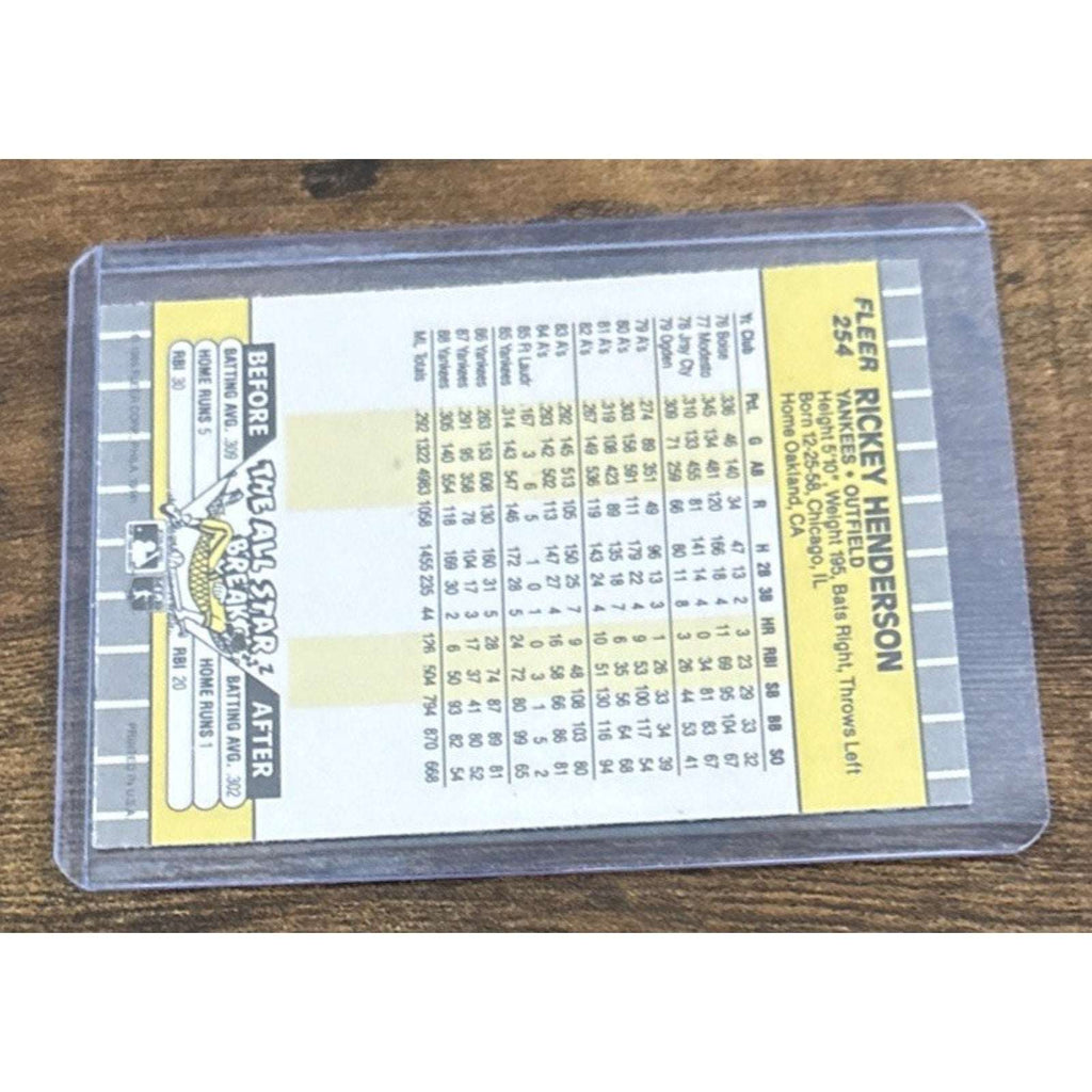 1989 FLEER #254 RICKEY HENDERSON - YANKEES - From Pack to Sleeve - MLB Baseball