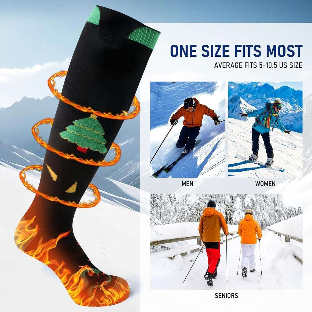 Electric Heated Christmas Socks w/ Rechargeable 5000mAh Battery & 4 Temp Levels