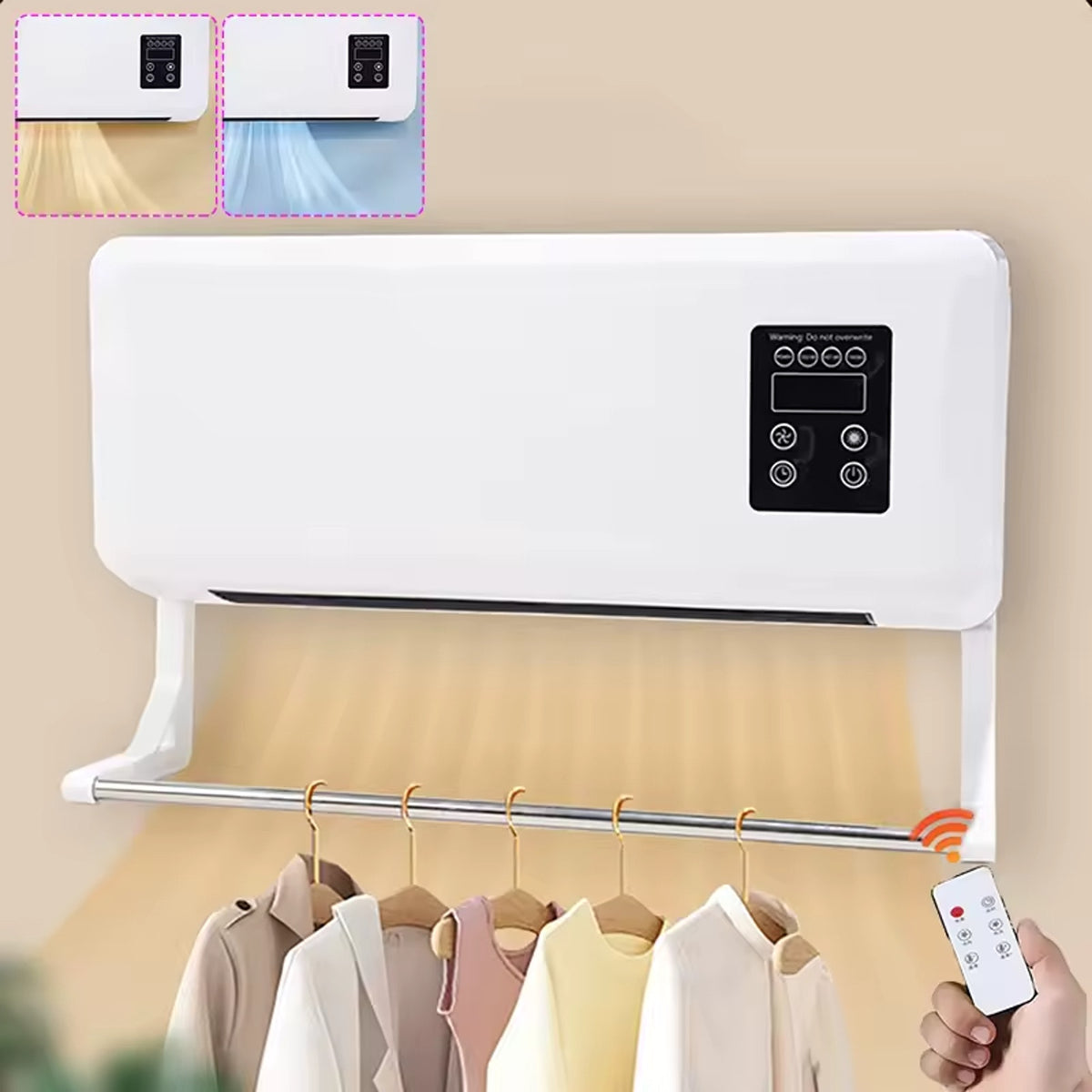 Wall Mounted Mobile Air Conditioning AC Unit & Heater Digital Display w/ Remote