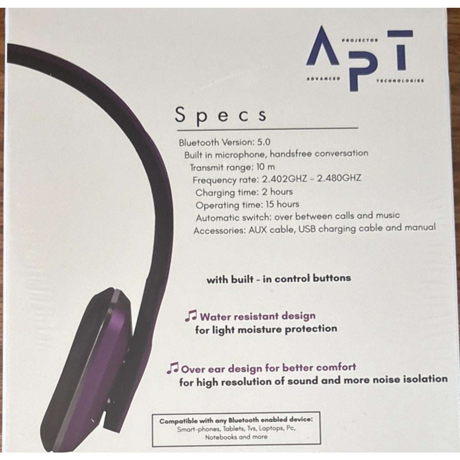 $499 APT Advanced Projector Technologies Wireless Noise Cancelling Headset w Mic