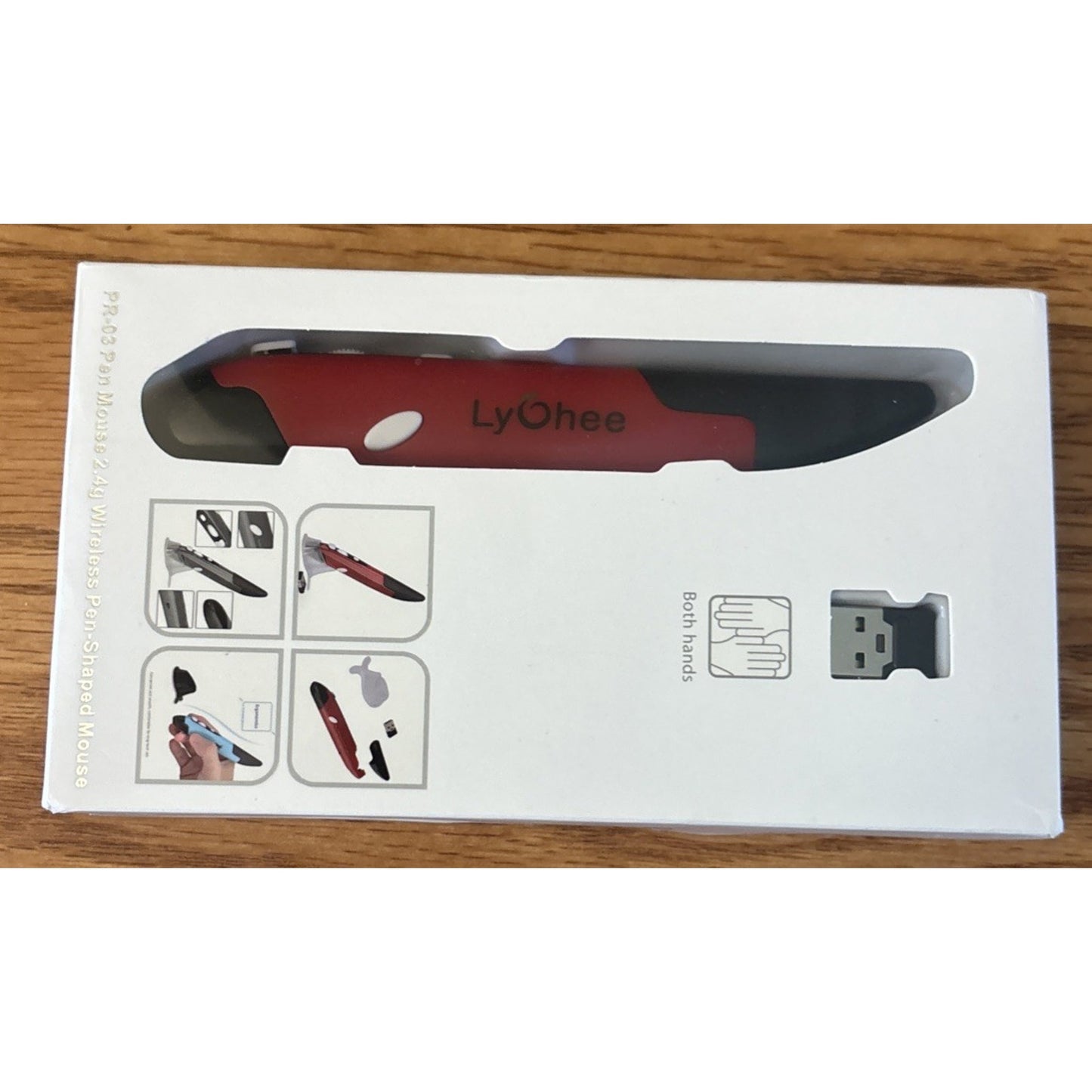 LyChee Wireless USB Optical Vertical Mouse Pen, 2.4GHZ USB Adjustable DPI PR-03