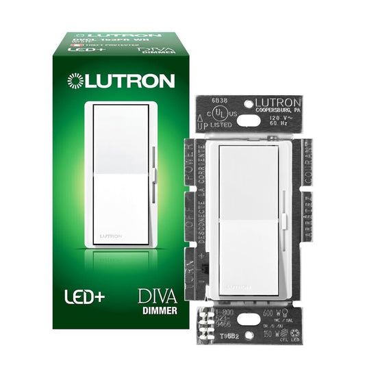 Lutron Diva LED+ Dimmer Switch 150W Single-Pole or 3-Way DVCL-153PR-WH White