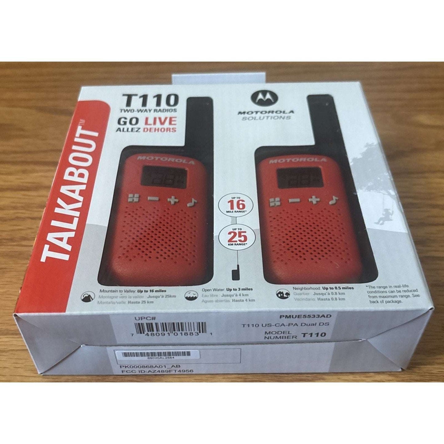 2Pk MOTOROLA SOLUTIONS TALKABOUT T110TP Up to 16 MILE 22-Channel 2 WAY RADIOS