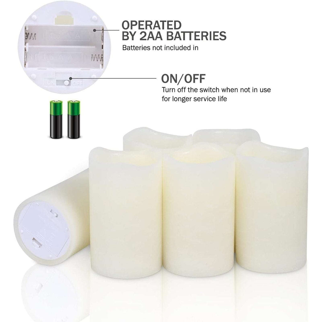 6PC Flickering Flameless LED Real Wax 3x5 Pillar Dimmable Candles +Remote/Timer