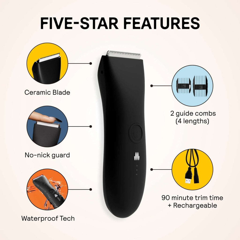 Meridian The Trimmer Whole Body Hair Trimmer Waterproof & Rechargeable in ONYX