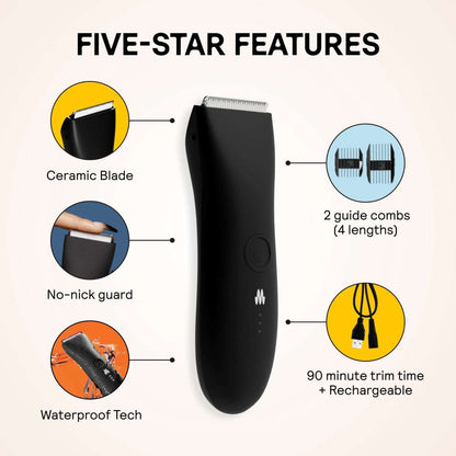 Meridian The Trimmer Whole Body Hair Trimmer Waterproof & Rechargeable in ONYX