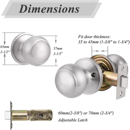 10 Pack Probrico Satin Nickel Passage Door Knobs Round Handles Hall Closet