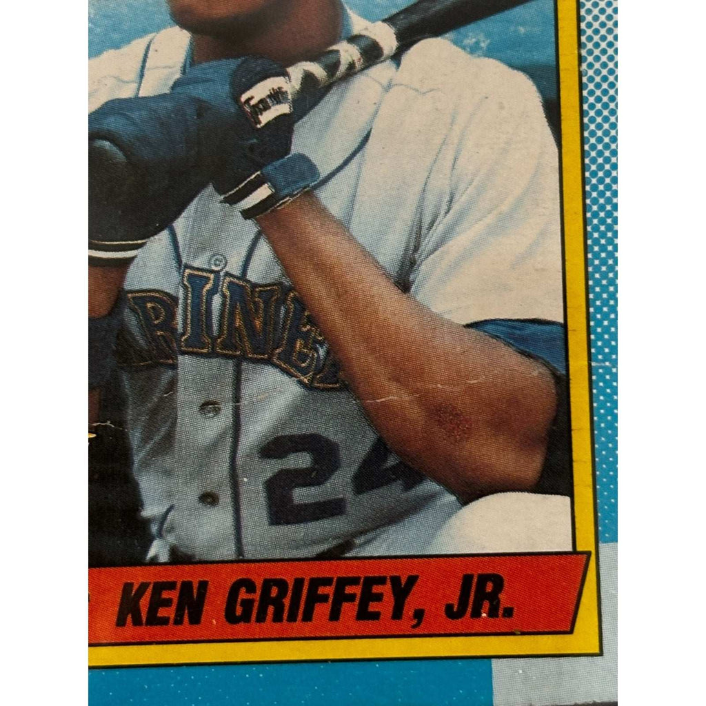 1990 TOPPS KEN GRIFFEY JR. ~ SCAR & BLANK BACK BOX TOP CARD ~ MARINERS - RC