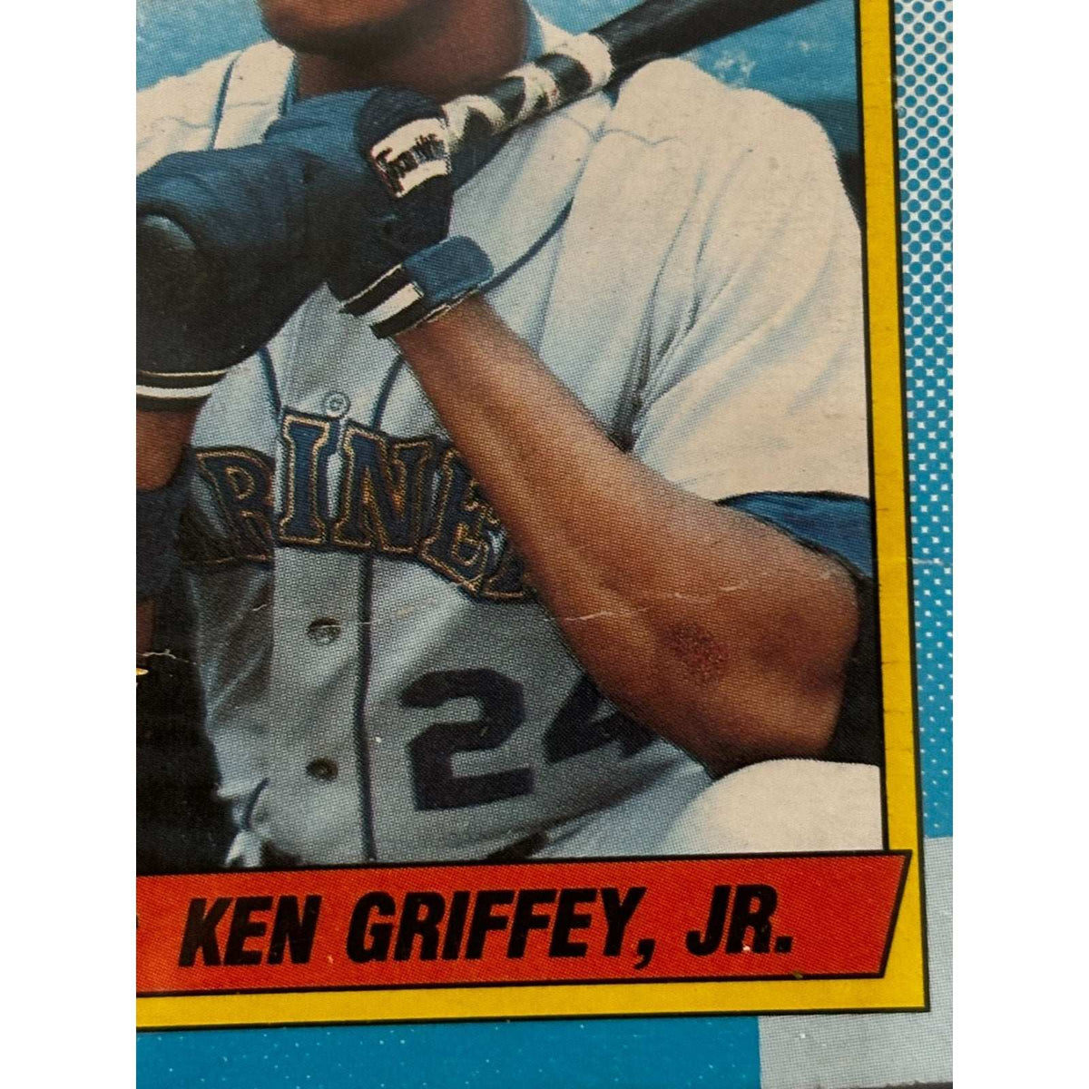 1990 TOPPS KEN GRIFFEY JR. ~ SCAR & BLANK BACK BOX TOP CARD ~ MARINERS - RC