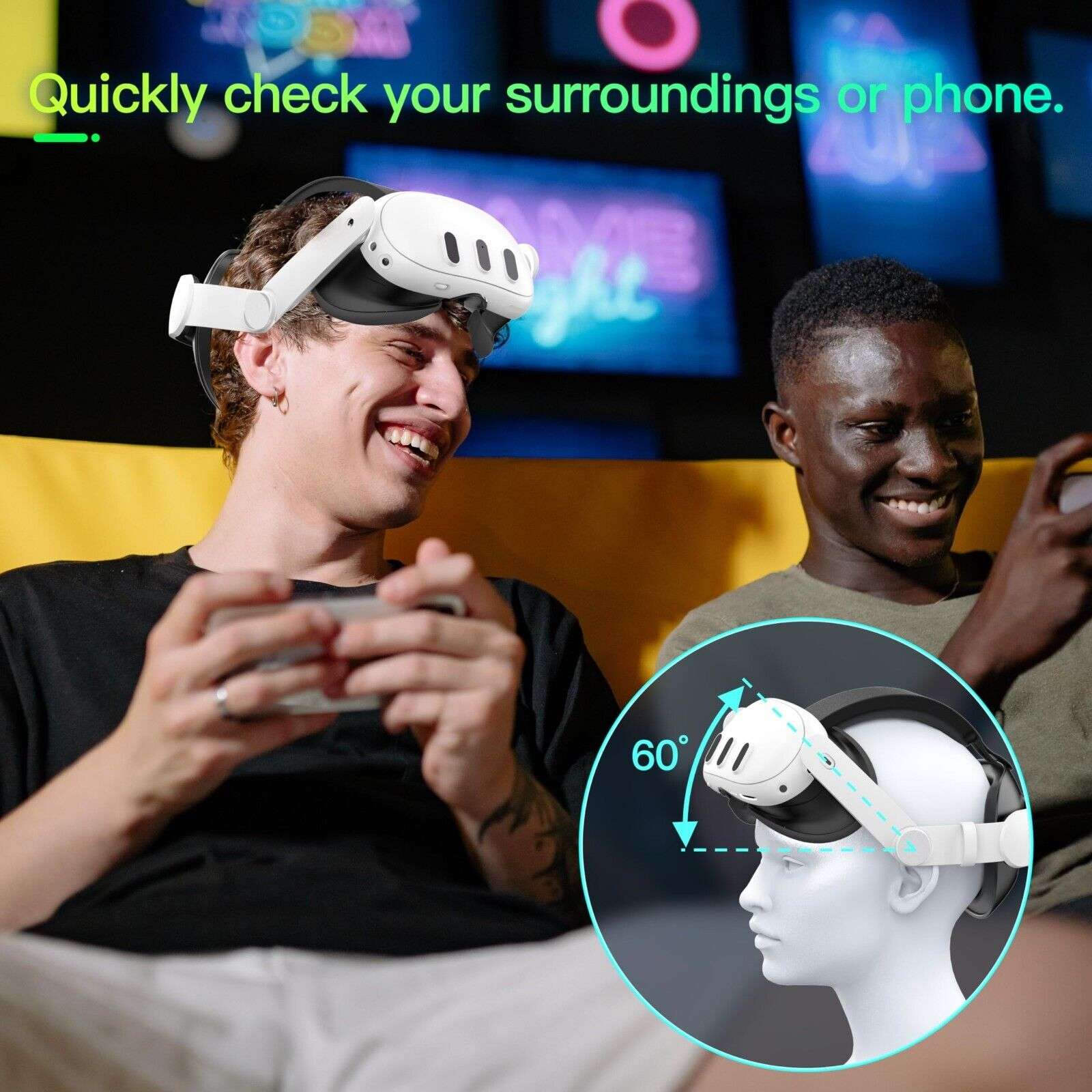 Oculus Meta Quest 3 VR Head Strap Adjustable Upgraded Elite Pressure Free Comfy