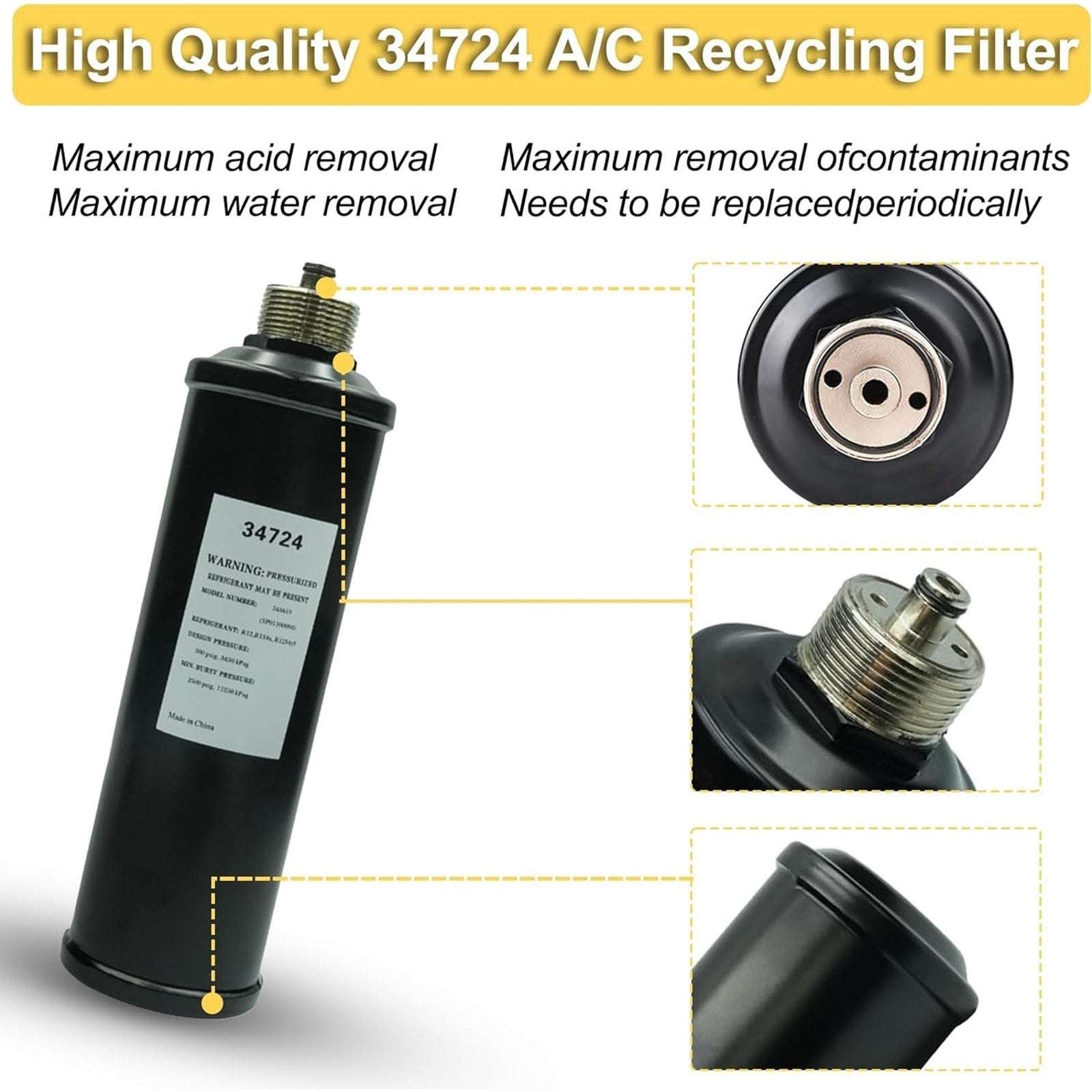 34724 A/C Recycling Filter-Drier Spin-on Filter Compatible with Robinair 34724