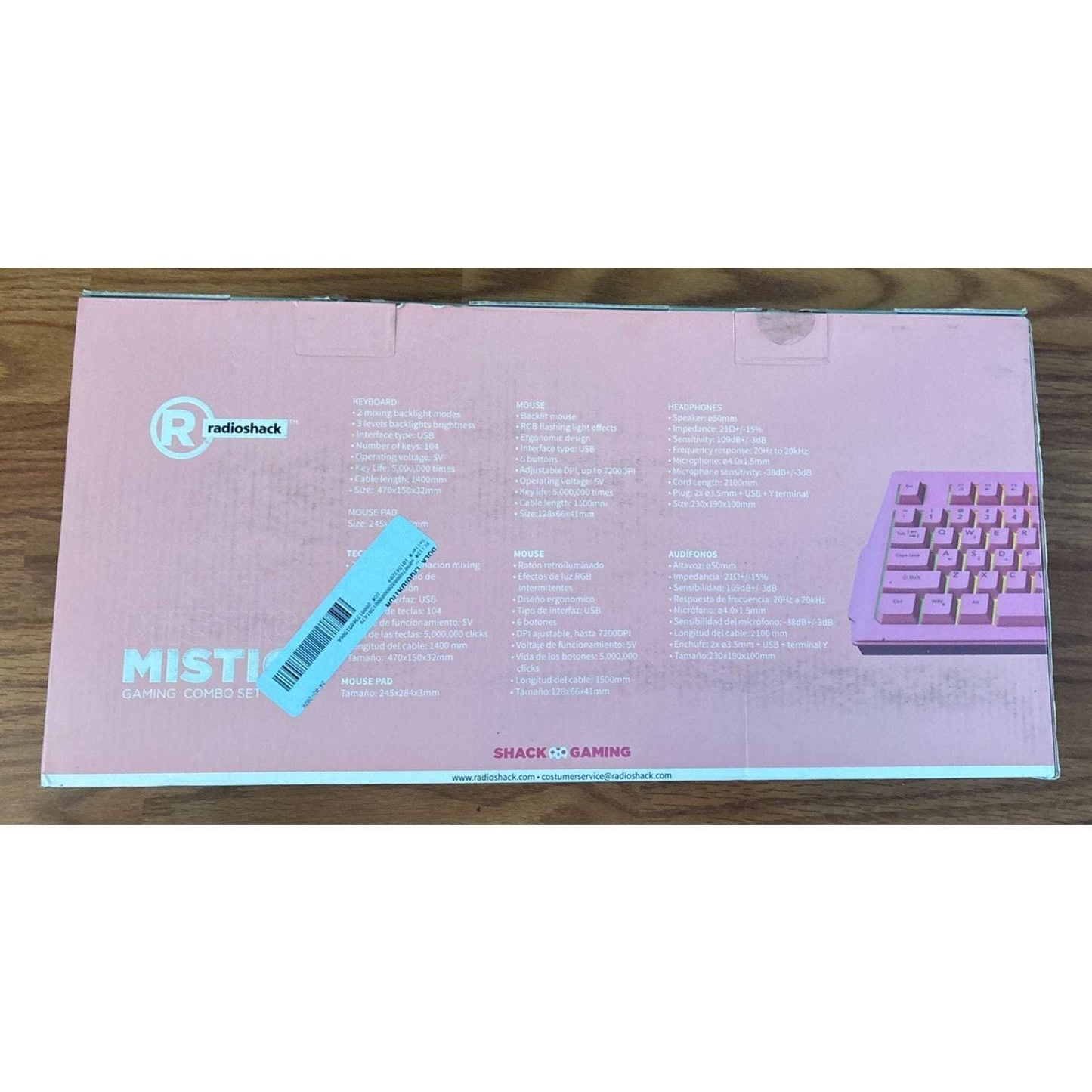 RadioShack Mistic Pink RGB Backlit Gaming Keyboard, Mouse & Pad, Headset Combo
