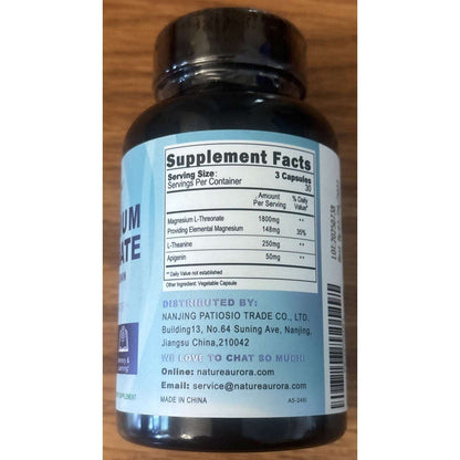 Magnesium L Threonate/Apigenin/L-theanine 90 Caps , Gluten Free, Non-GMO 07/2027