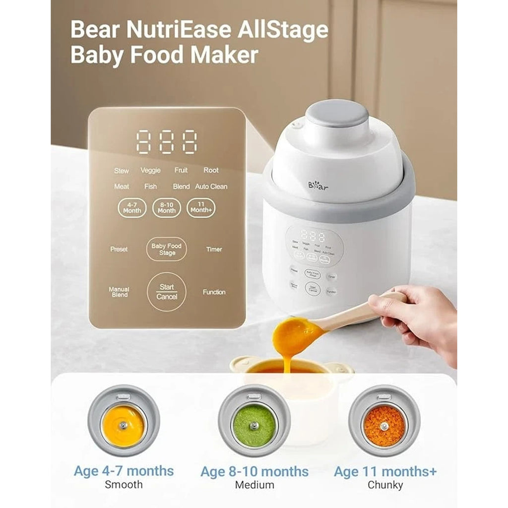 NEW Bear NutriEase All Stage Stainless Steel Baby Food Maker Steamer and Blender