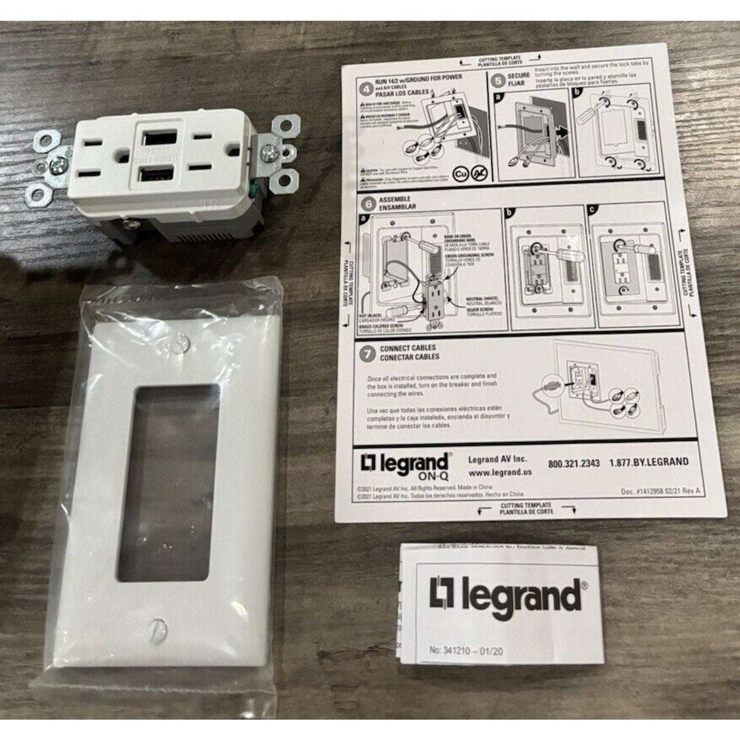 Legrand - OnQ in Wall Cable Management Kit w USB, TV Outlet Wall Kit Hides Cords