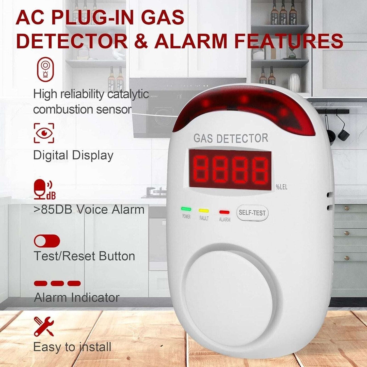 Colorwell WA886 Natural Gas Detector Plug-in Propane Gas Home RV Detector 2-Pack