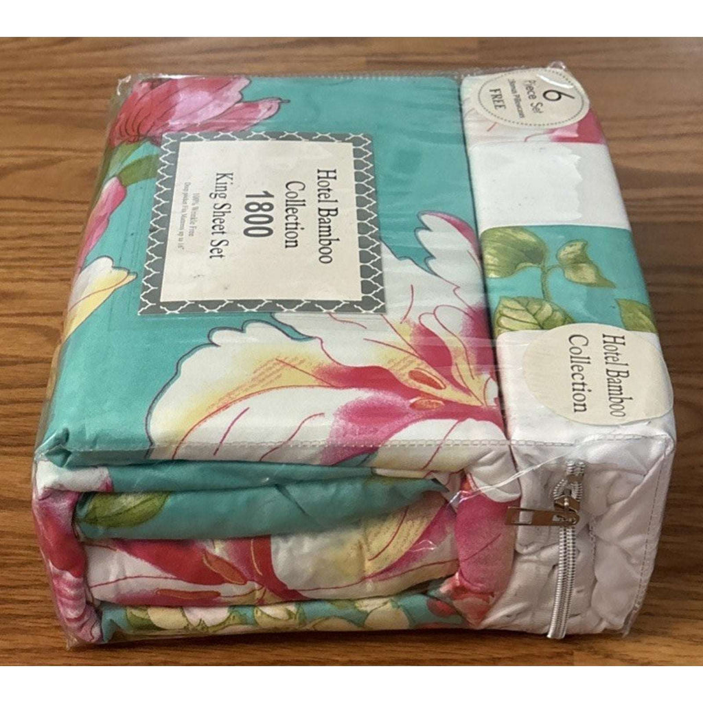Hotel Bamboo Collection 1800 6-Piece KING Sheet Set Wrinkle-Free Tropical Floral