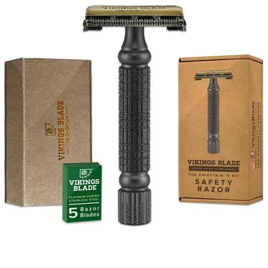 Vikings Blade The CHIEFTAIN 5 BC Safety Razor Ancient Dust Vintage Bronze Kit