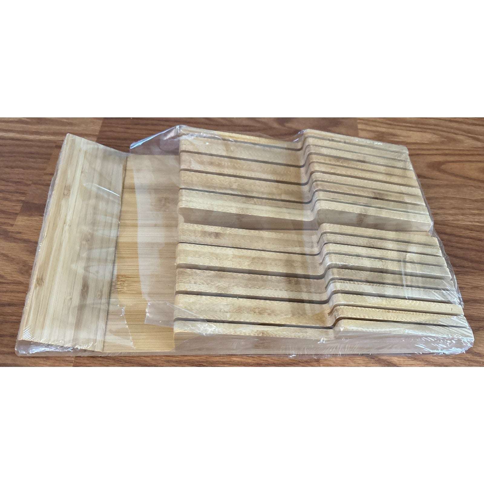Bamboo In Drawer Knife Block for 16 Knives Large Tray Cutlery Organizer Washable