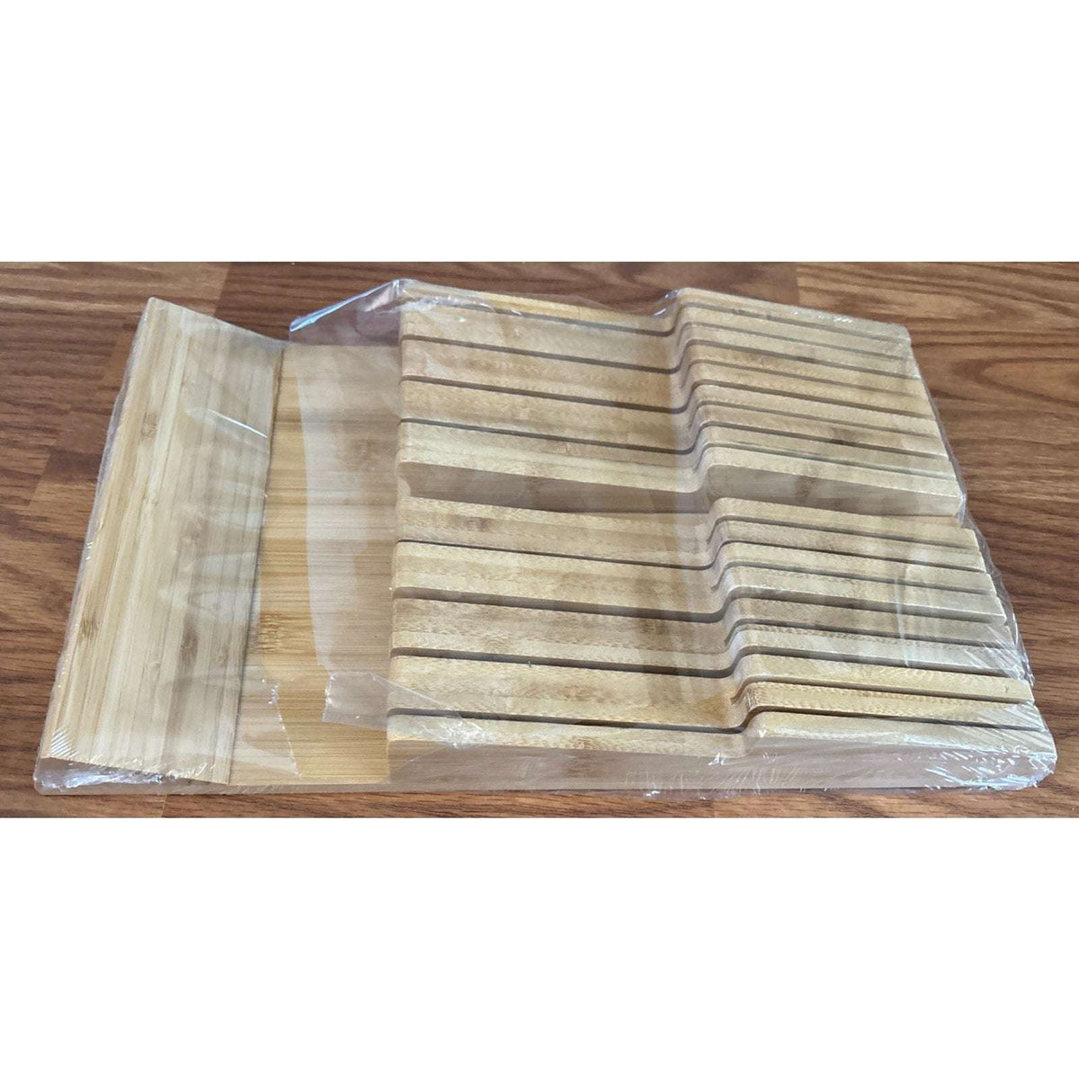 Bamboo In Drawer Knife Block for 16 Knives Large Tray Cutlery Organizer Washable
