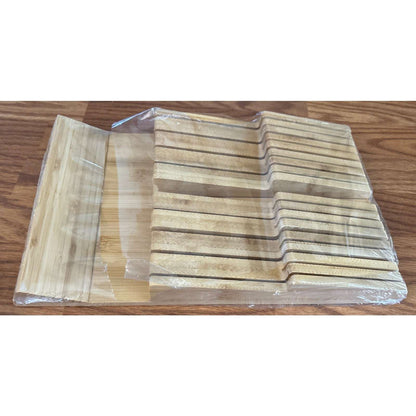 Bamboo In Drawer Knife Block for 16 Knives Large Tray Cutlery Organizer Washable