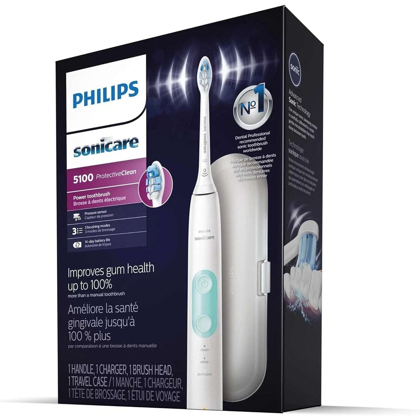 Philips Sonicare Protective Clean 5100 Sonic Electric Toothbrush Charger & Case