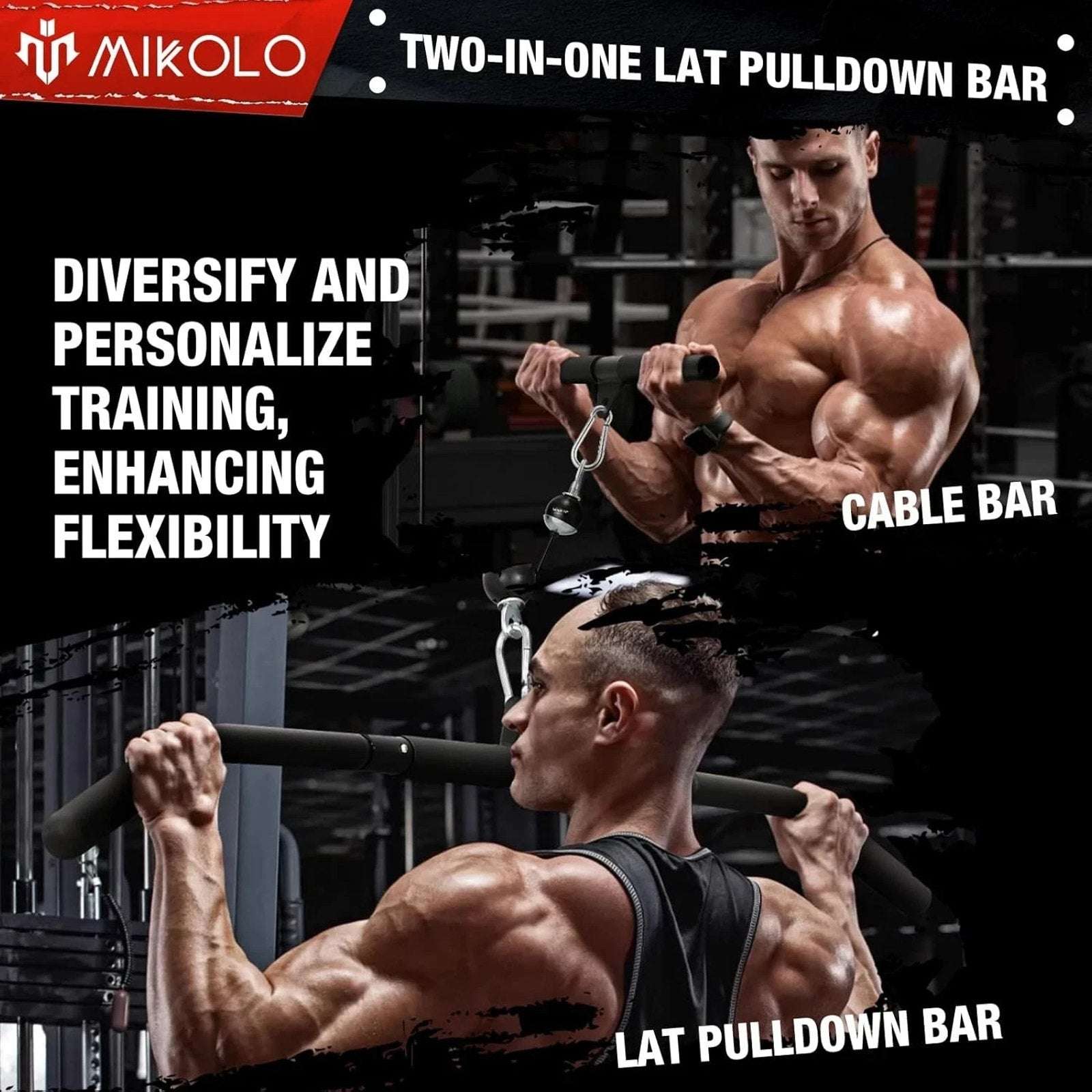 MIKOLO Fitness Upgraded Home Gym LAT & Lift Cable Pulley System Attachments